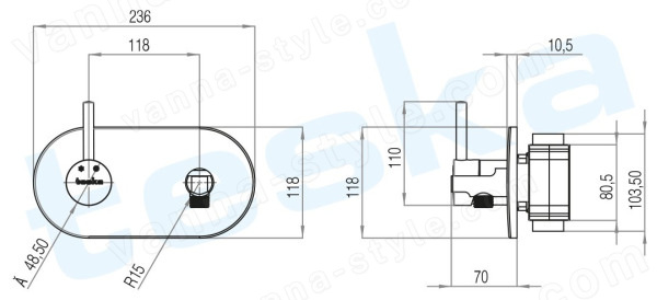 Гигиенический душ TESKA Alia BTK6600 со смесителем, хром