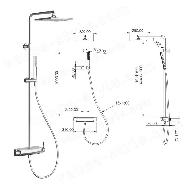 Душевая система TESKA MIRA DK2981, черный