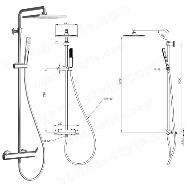 Душевая система TESKA DEVON DK2301C, хром