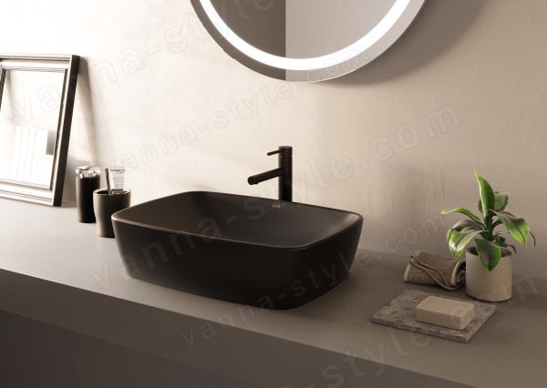 Накладная раковина Vitra Shift 55x38, черная матовая