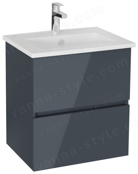 Тумба с раковиной Vitra Mia Plus Square 69729 60x46 подвесная, антрацит глянец