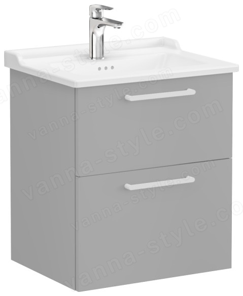 Тумба с раковиной Vitra Root Flat 68279 56x45 подвесная, матовый серый камень