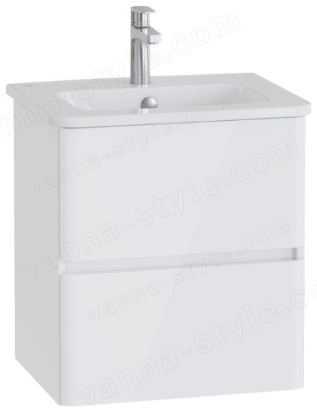 Тумба с раковиной Vitra Mia Plus Round 69816 60x46 подвесная, глянцевый белый