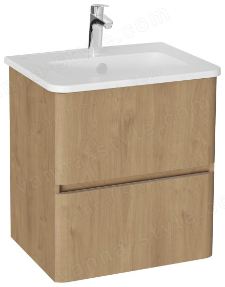 Тумба с раковиной Vitra Mia Plus Round 69817 60x46 подвесная, золотой дуб