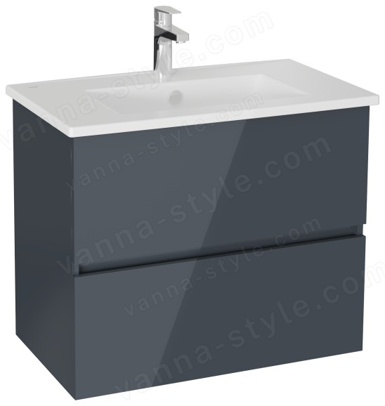 Тумба с раковиной Vitra Mia Plus Square 69741 78x46 подвесная, антрацит глянец
