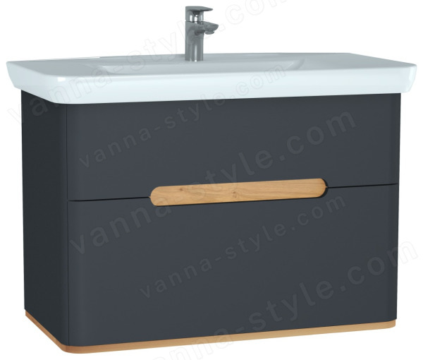 Тумба с раковиной Vitra Sento 60838 100x44 подвесная, матовый антрацит