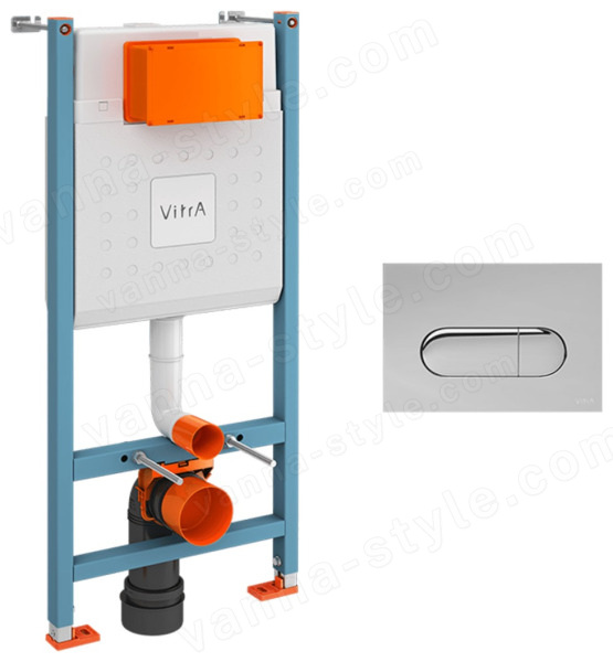 Инсталляция для унитаза Vitra V-Fix Core 800-1873 с кнопкой, глянцевый хром