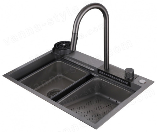 Кухонная мойка Abber Wasser kreis AF2194NG 68x46 стальная, оружейная сталь