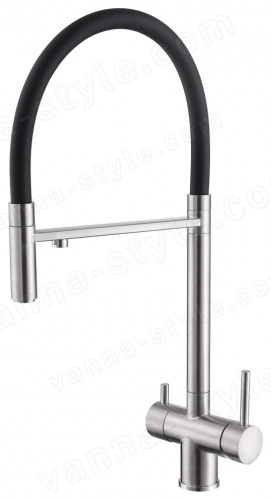 Смеситель для кухни Abber Wasser kreis AF81141 с подключением фильтра и выдвижным изливом, хром