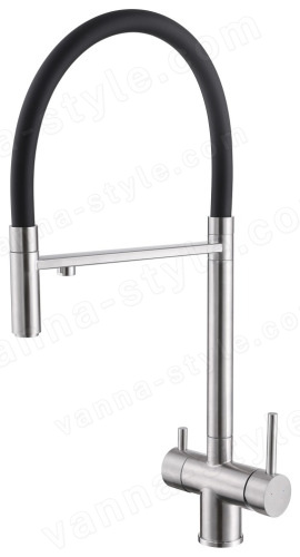 Смеситель для кухни Abber Wasser kreis AF81141SP с подключением фильтра и выдвижным изливом, сат
