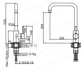 Смеситель для кухни AQG Nox lite 05LIT500IS, зачищенный никель