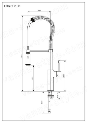 Смеситель для кухни Emmevi Eden 71110/CR, хром