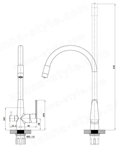 Смеситель для кухни ESKO Coral CL03CrB с подключением фильтра и гибким изливом, хром,черный