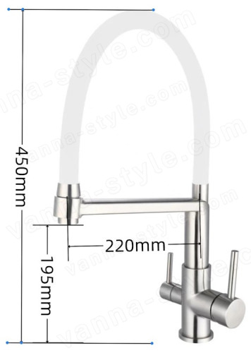 Смеситель для кухни ESKO Kitchen K26SW с подключением фильтра и гибким изливом, белый,сатин