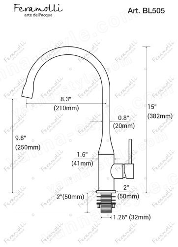 Смеситель для кухни Feramolli Ele BL505, черный