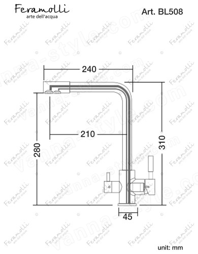 Смеситель для кухни Feramolli Ele BL508, черный