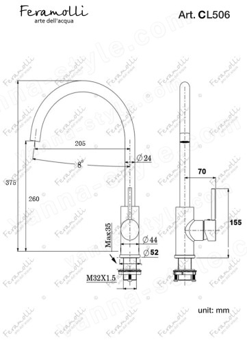 Смеситель для кухни Feramolli Ele CL506, хром