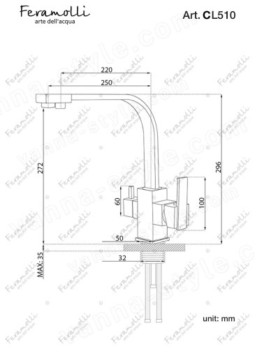 Смеситель для кухни Feramolli Cubo CL510, хром