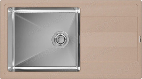 Кухонная мойка Florentina Комби 21.400.D0860.107 86x46 из кварцевого композита и нержавеющей ста