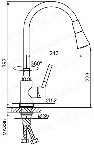 Смеситель для кухни FRAP H44 F4044-9 с гибким изливом, оружейная сталь