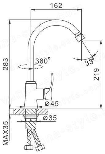 Смеситель для кухни FRAP F40501, хром, хром