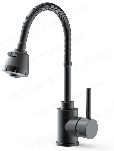 Смеситель для кухни FRAP F40993-6 с гибким изливом, черный с гибким изливом, черный