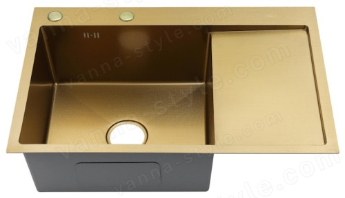 Кухонная мойка Fmark FSC7550C-L 75x50 стальная, матовое золото 75x50 стальная, матовое золото