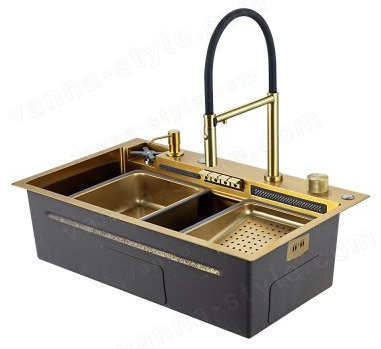 Кухонная мойка Gappo GS7547-13 75x47 стальная, золотой сатин