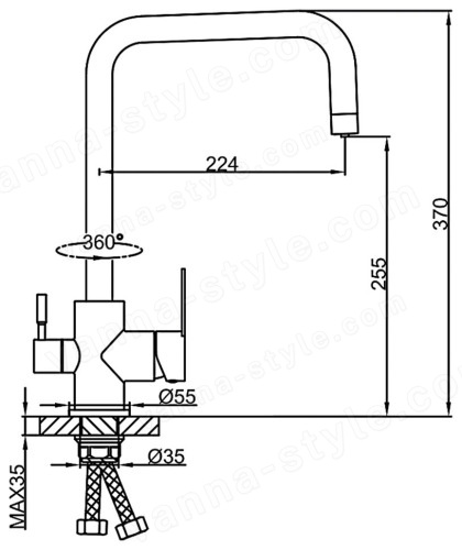 Смеситель для кухни FRAP H801 F43801-6 с подключением фильтра, черный