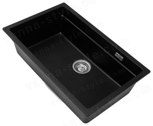 Кухонная мойка Grandex Aqua 500305 73x45 из кварцевого композита, черный металлик 73x45 из кварцевого композита, черный металлик