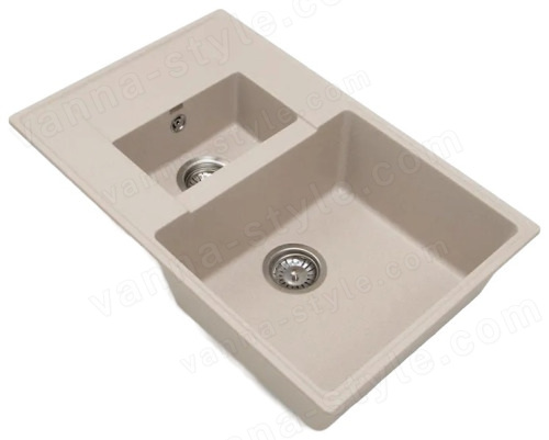 Кухонная мойка Grandex Aqua 600113 78x50 из кварцевого композита, бежевый 78x50 из кварцевого композита, бежевый