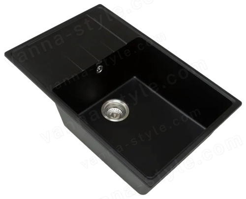 Кухонная мойка Grandex Aqua 600214 76x50 из кварцевого композита, черный 76x50 из кварцевого композита, черный