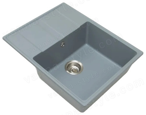 Кухонная мойка Grandex Aqua 600312 65x50 из кварцевого композита, серый 65x50 из кварцевого композита, серый