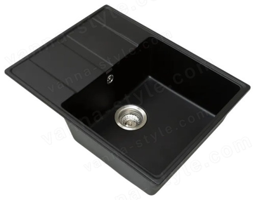 Кухонная мойка Grandex Aqua 600314 65x50 из кварцевого композита, черный 65x50 из кварцевого композита, черный