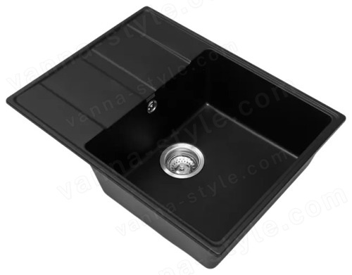 Кухонная мойка Grandex Aqua 600315 65x50 из кварцевого композита, черный металлик 65x50 из кварцевого композита, черный металлик