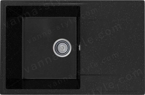 Кухонная мойка Practik PR-735 PR-M-735-004 74x48 из искусственного камня, черный