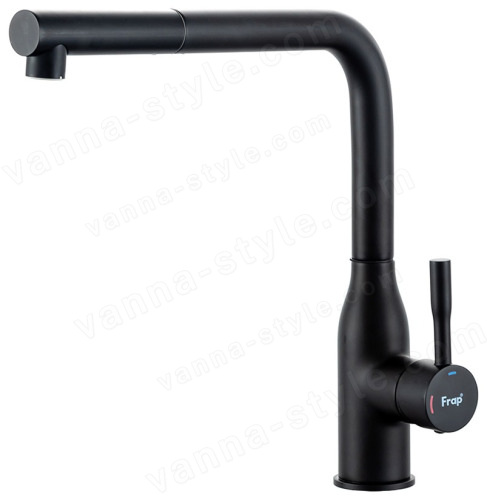 Смеситель для кухни FRAP F6096-6 с выдвижным изливом, черный с выдвижным изливом, черный