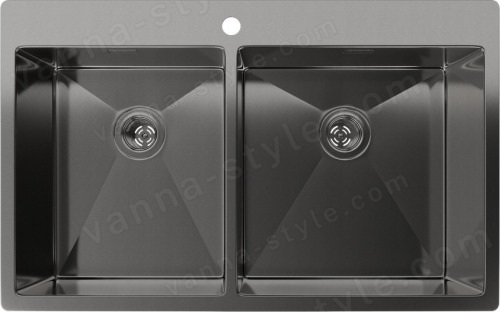 Кухонная мойка Rivelato 8050 B2 PVD black 80x50 стальная, черный 80x50 стальная, черный