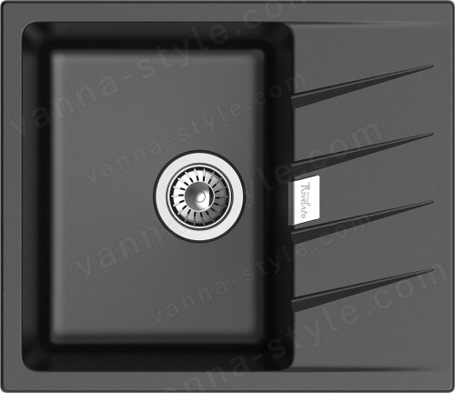 Кухонная мойка Rivelato RM-58 nero 58x50 из кварцевого композита, черный 58x50 из кварцевого композита, черный