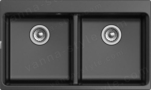 Кухонная мойка Rivelato X-90-2D nero 87x52 из кварцевого композита, черный 87x52 из кварцевого композита, черный