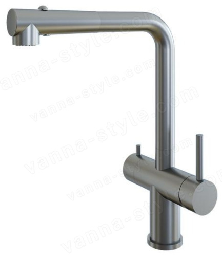 Смеситель для кухни Grandex Aqua Integra-sp 902049 с подключением фильтра и выдвижным изливом, сатин