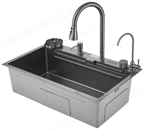 Кухонная мойка Savol S-SC002Q 75x46 стальная, графит 75x46 стальная, графит