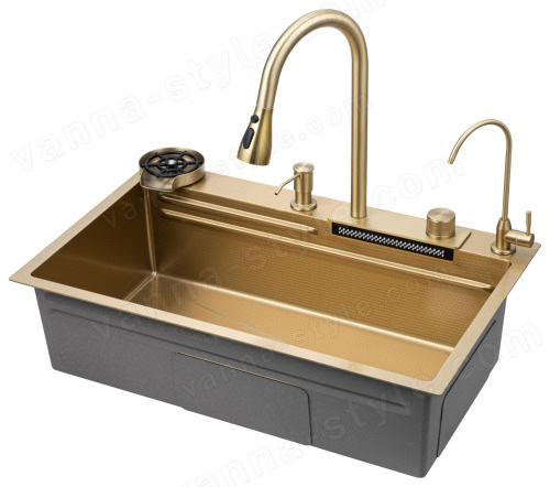 Кухонная мойка Savol S-SC003C 75x46 стальная, матовое золото 75x46 стальная, матовое золото