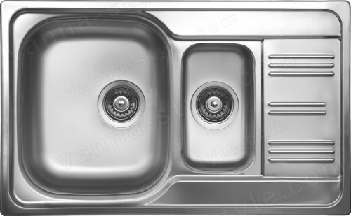 Кухонная мойка UKINOX Гранд GRP800.500 15GT8K -O 80x50 стальная, хром