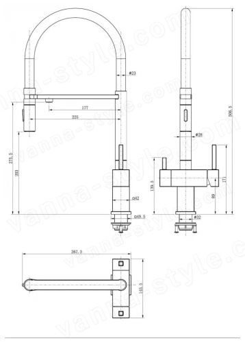 Смеситель для кухни Grocenberg GB4098BL с подключением фильтра и гибким изливом, черный с подключением фильтра и гибким изливом, черный