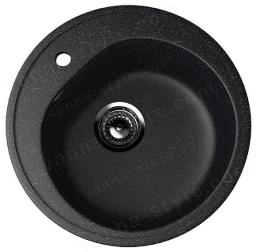 Кухонная мойка Ulgran U-101 U-101-308 50x50 из искусственного камня, черный