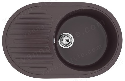 Кухонная мойка Ulgran U-107 U-107-345 72x46 из искусственного камня, коричневый