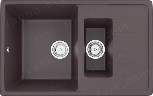 Кухонная мойка Ulgran U-205 U-205-345 77x50 из искусственного камня, коричневый
