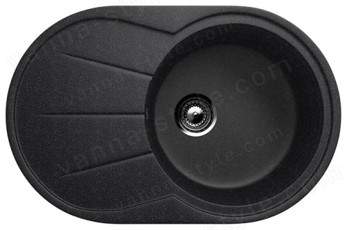 Кухонная мойка Ulgran U-503 U-503-308 75x48 из искусственного камня, черный
