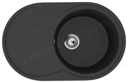 Кухонная мойка Ulgran U-503 U-503-344 75x48 из искусственного камня, черный